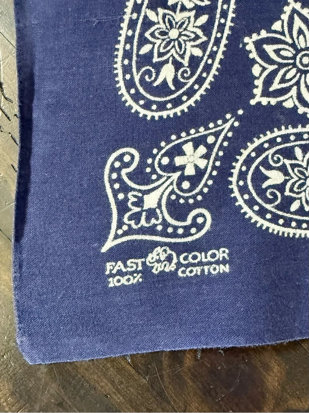 Vintage Fast Color Paisley Blue Bandana 100% Cotton Elephant Made in USA